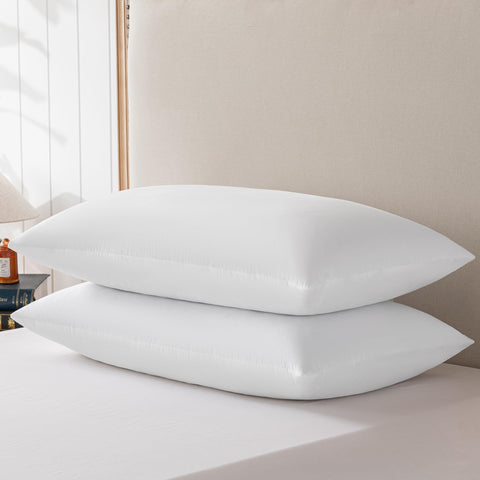 Basic Home king-size pillow edge stitching demonstrates durable construction with anti-poke protection.