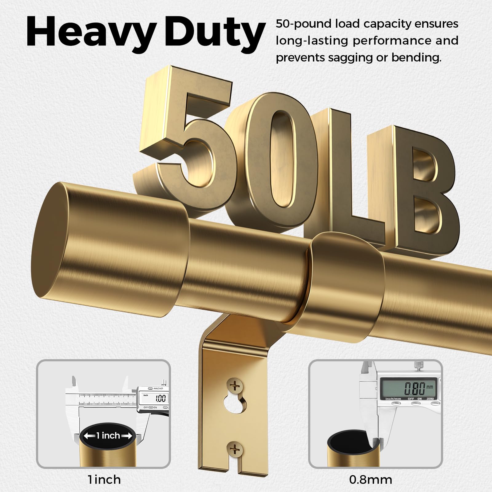 basics4all brass gold curtain rod tool-free installation for quick setup.