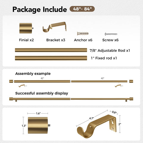 basics4all brass gold curtain rod complements vintage and modern interiors.