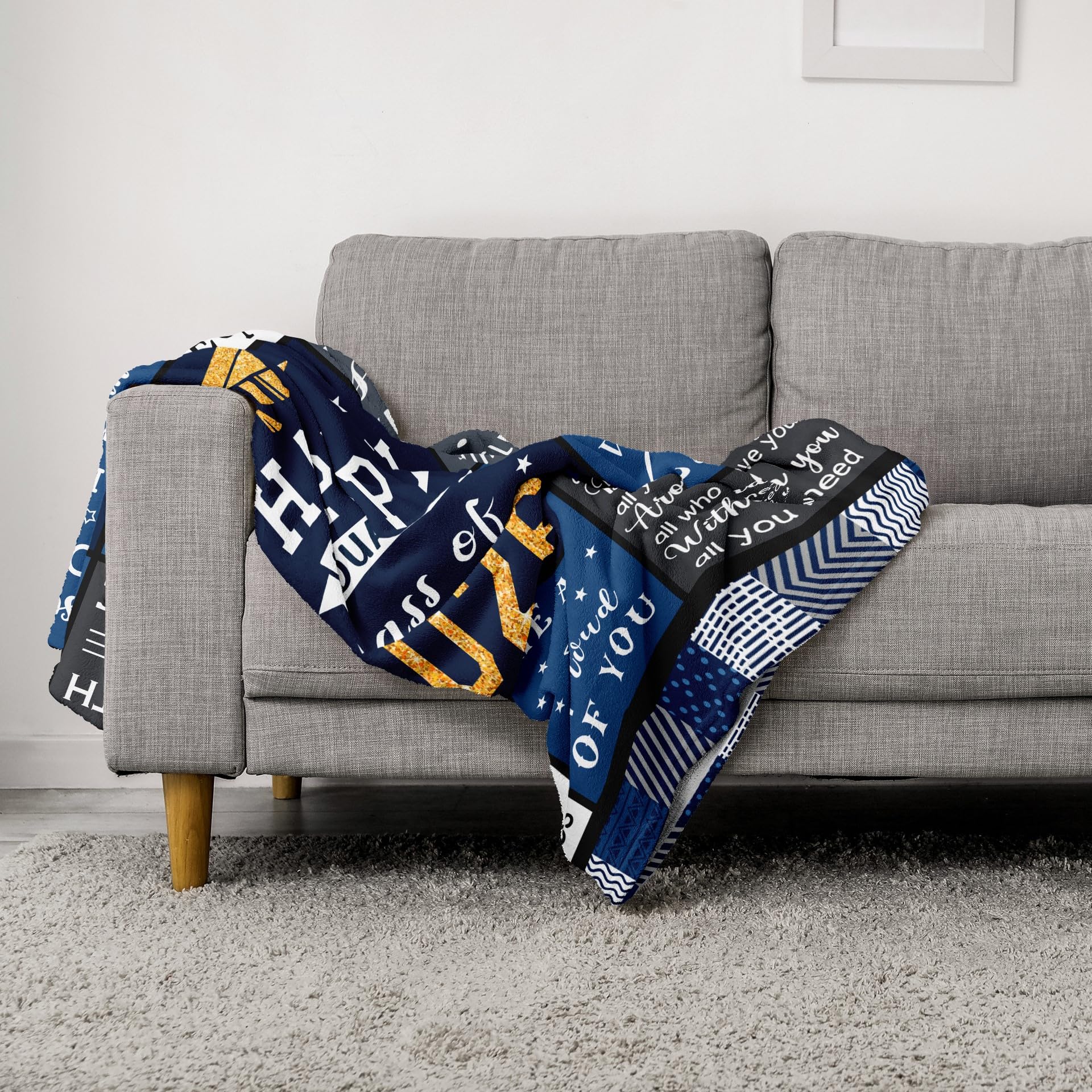 Basiole graduation blanket size 60x50 inches for ample warmth.