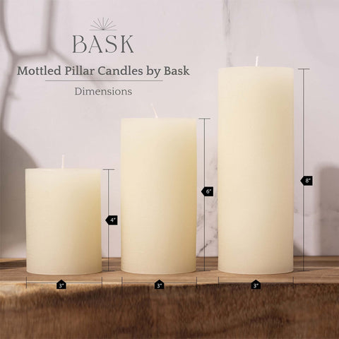 Bask mottled pillar candles 6-inch height for elegant mood lighting
