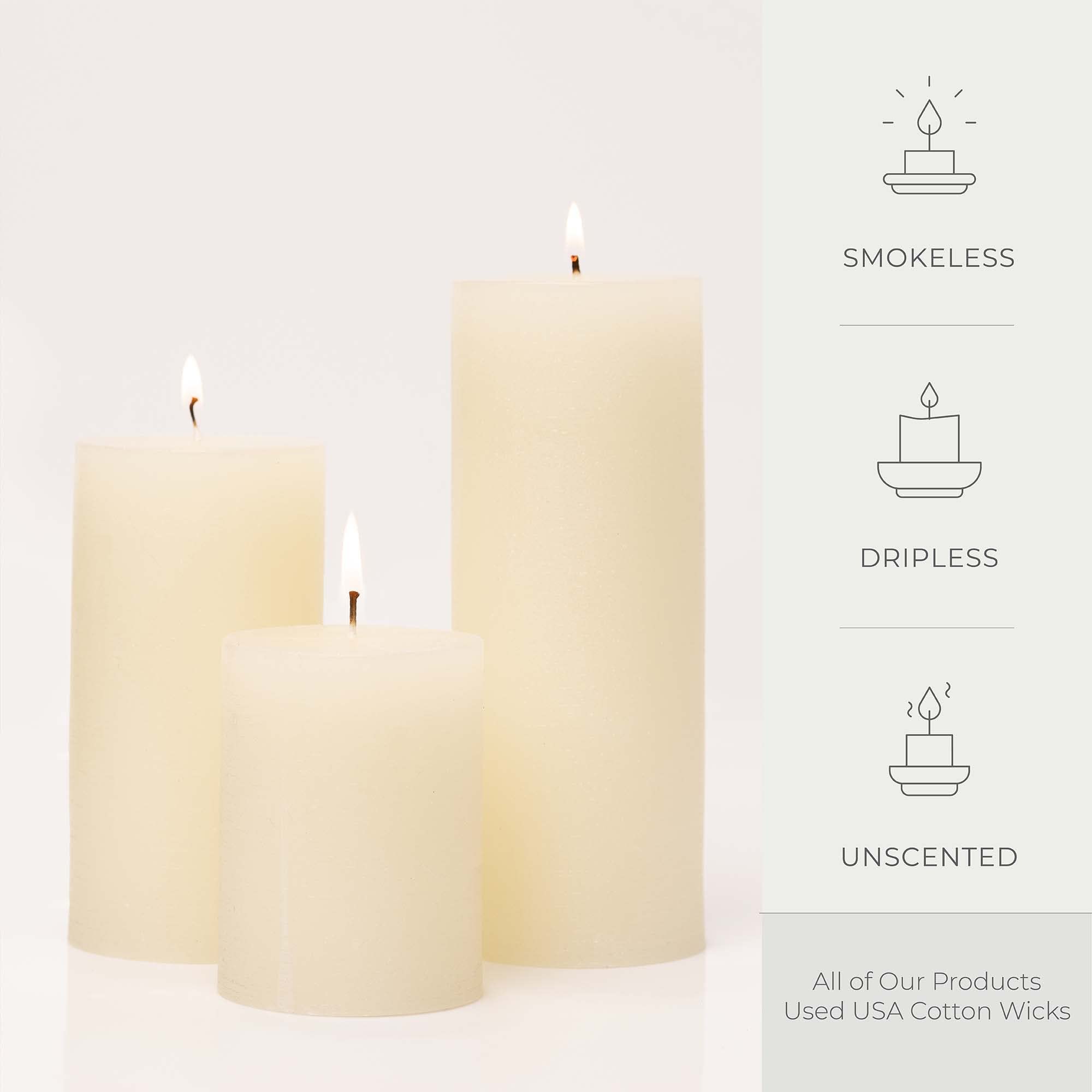 Bask mottled pillar candles 8-inch height ideal for long-lasting ambiance