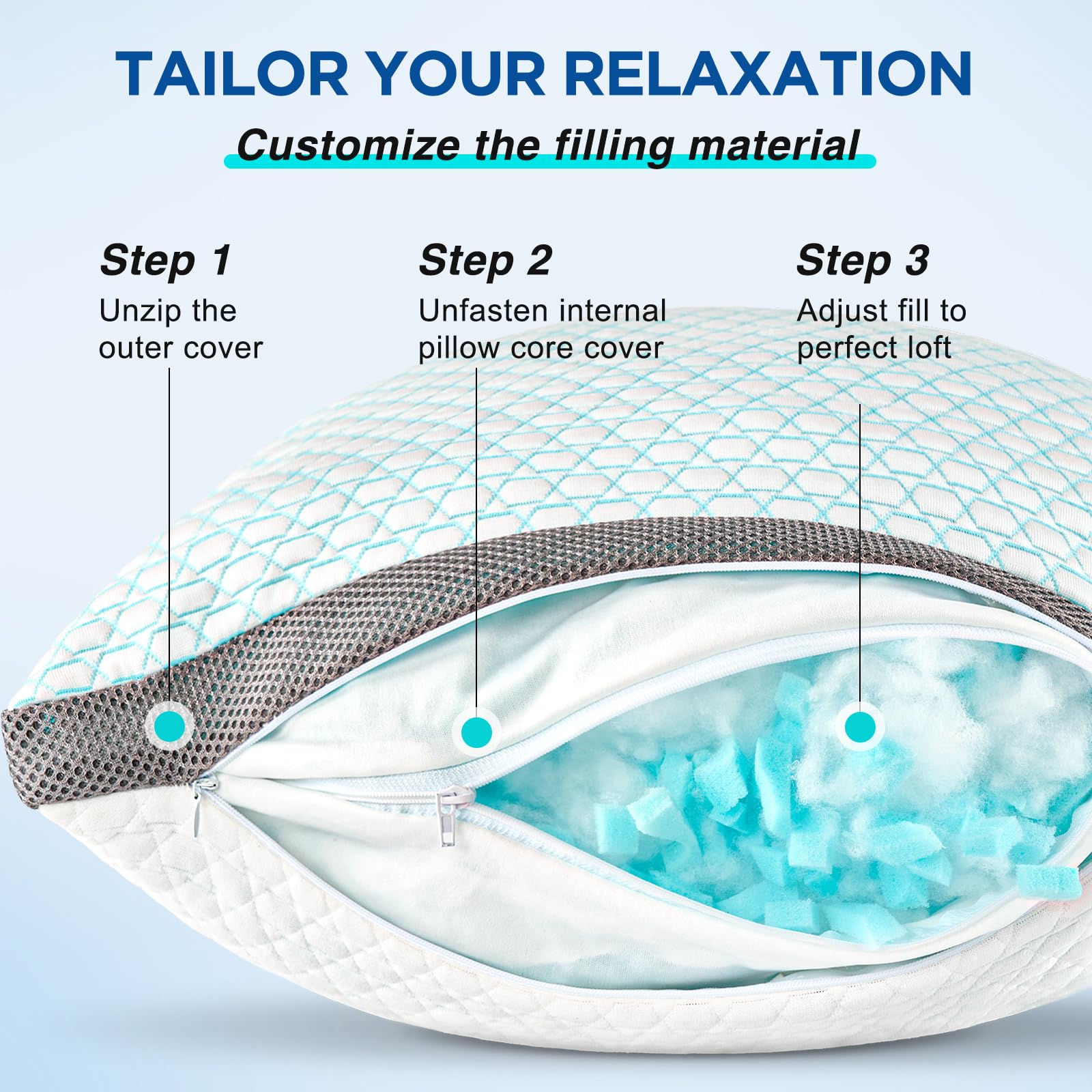 Baskbed shredded memory foam filling adapts to your sleeping position.
