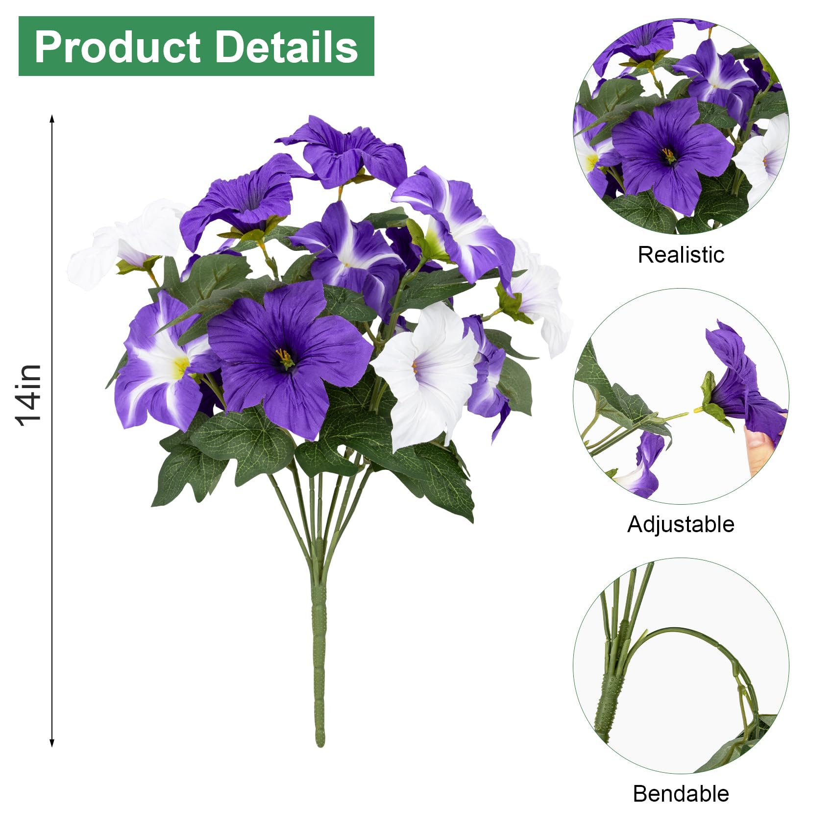 Bassion artificial outdoors morning glory accents with lifelike silk detail.
