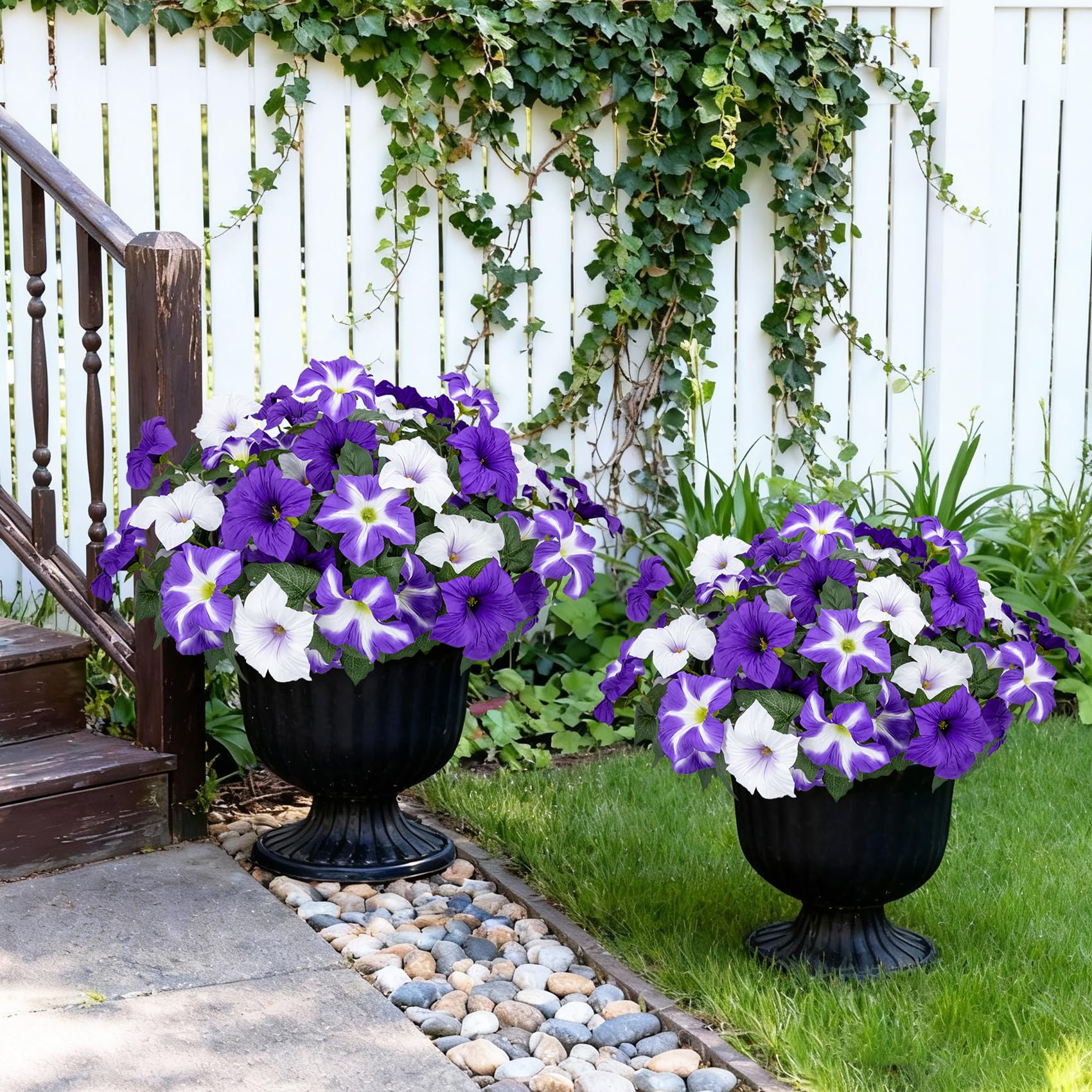 Bassion balcony porch garden decor with realistic, low-maintenance blooms.