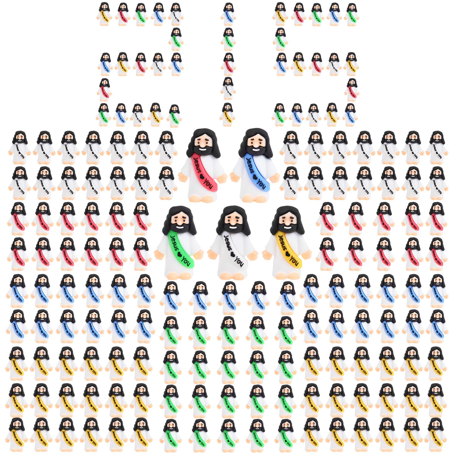 basuwu 215pcs Little Jesus figures in green, perfect for Easter eggs and inspirational keepsakes.