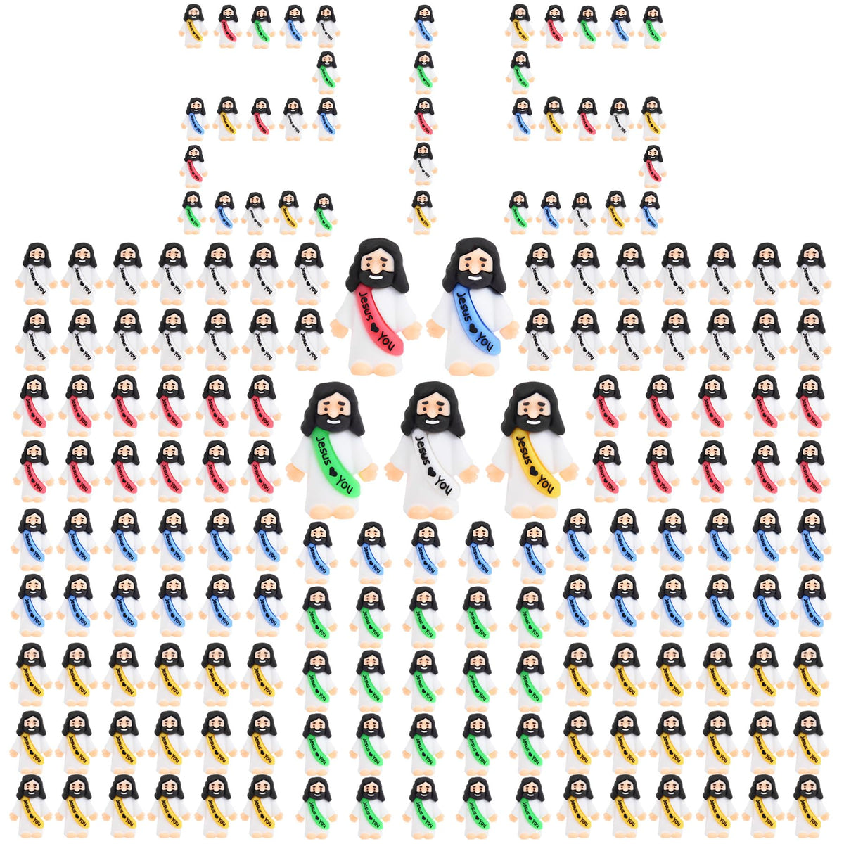 basuwu 215pcs Little Jesus figures in green, perfect for Easter eggs and inspirational keepsakes.