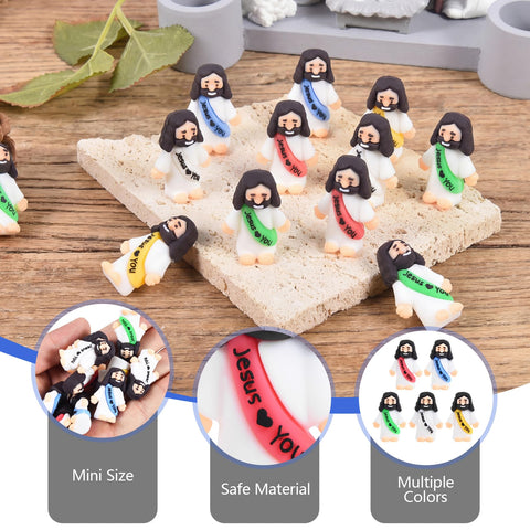 basuwu 215pcs Little Jesus figures in light blue, soft rubber for safe handling and gifting.