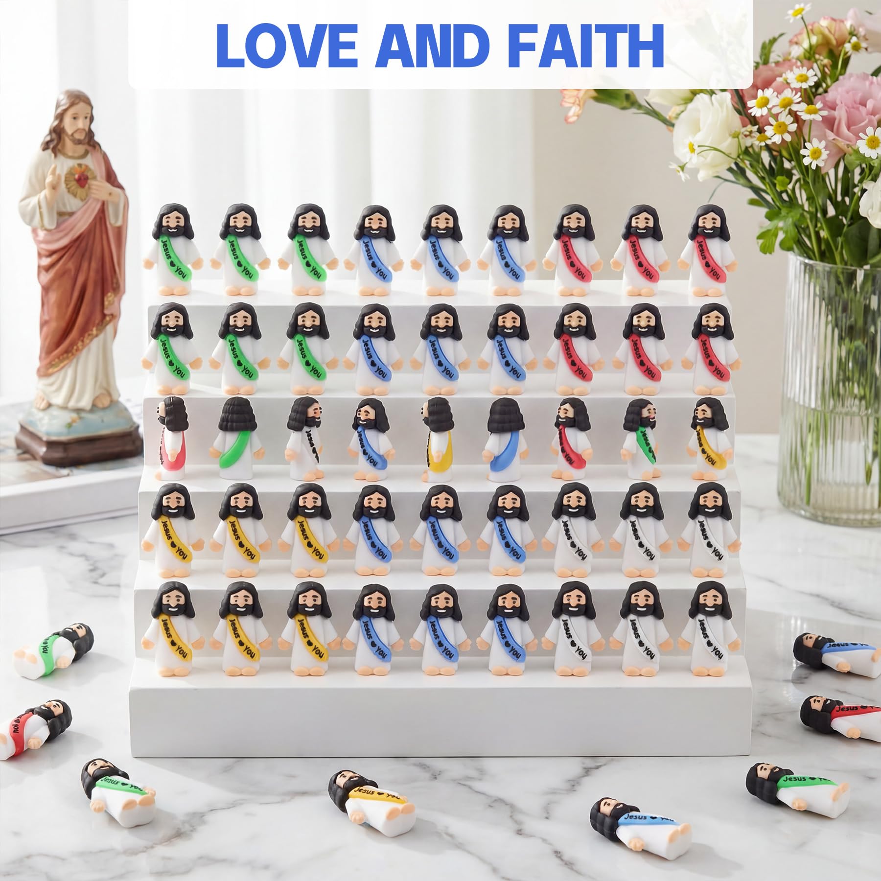 basuwu 215pcs Little Jesus figures in white, gentle, durable keepsakes for prayers and remembrance.