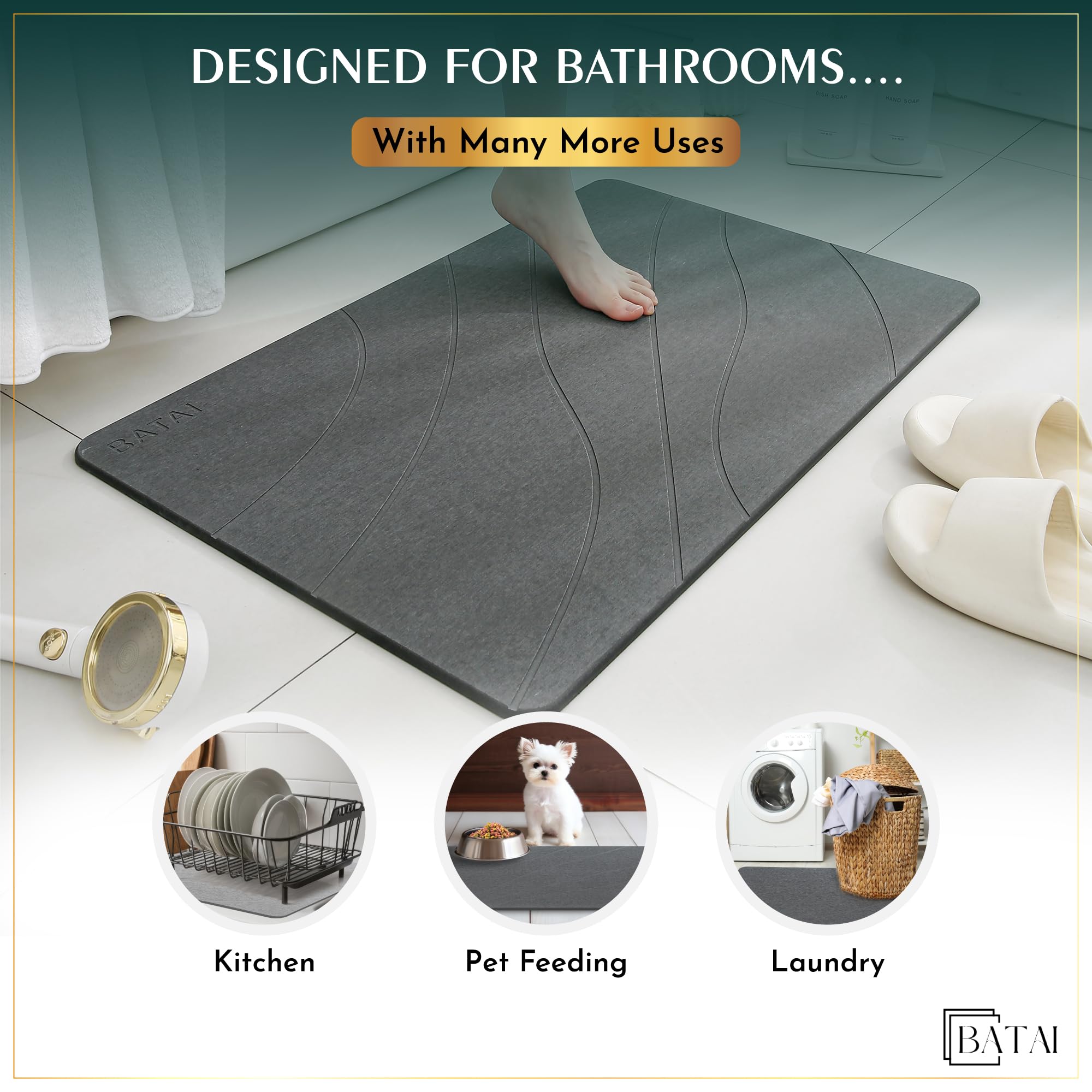 Batai eco-friendly close-up showcases diatomaceous earth and recycled fibers.