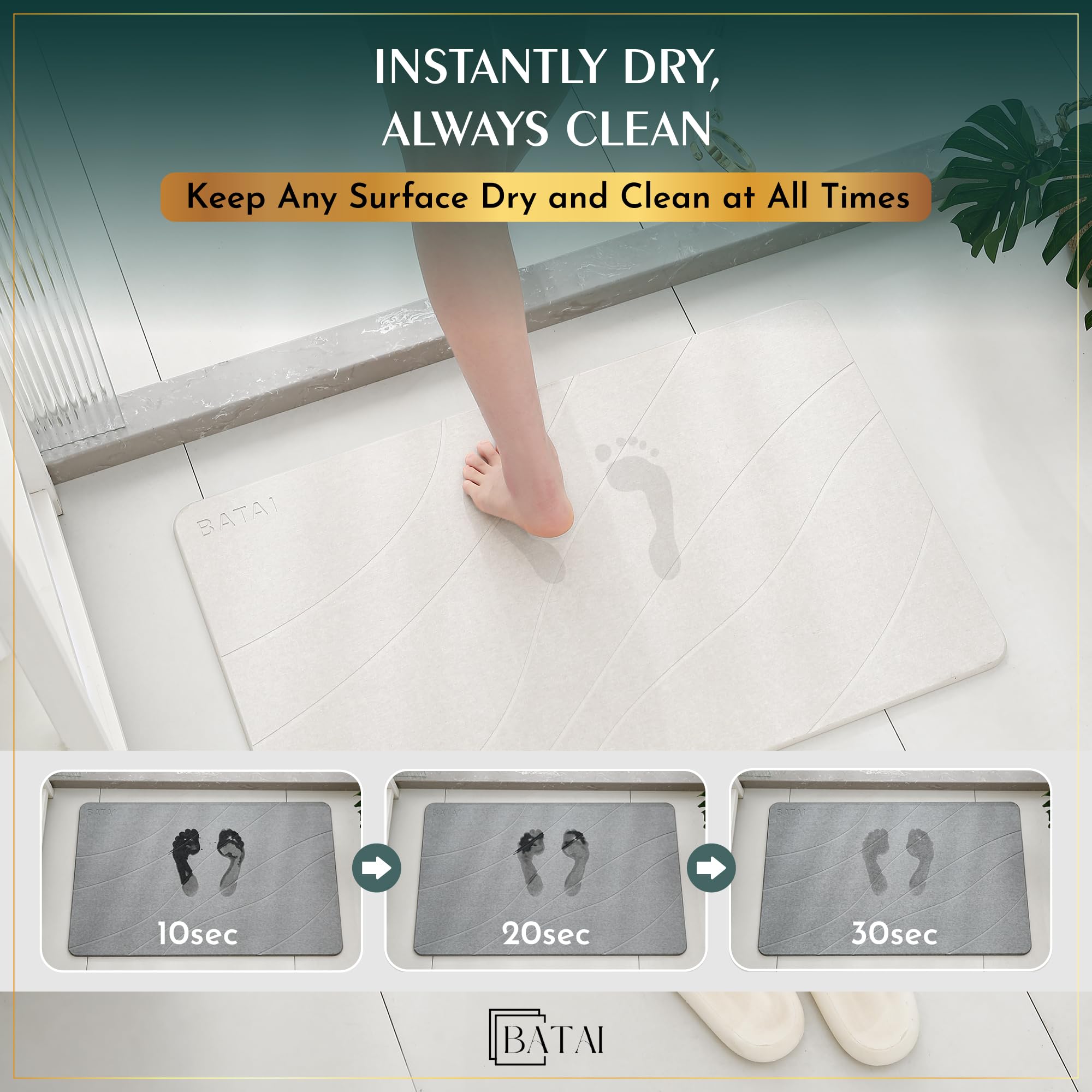 Batai diatomite detail highlighting natural material and quick-dry capability
