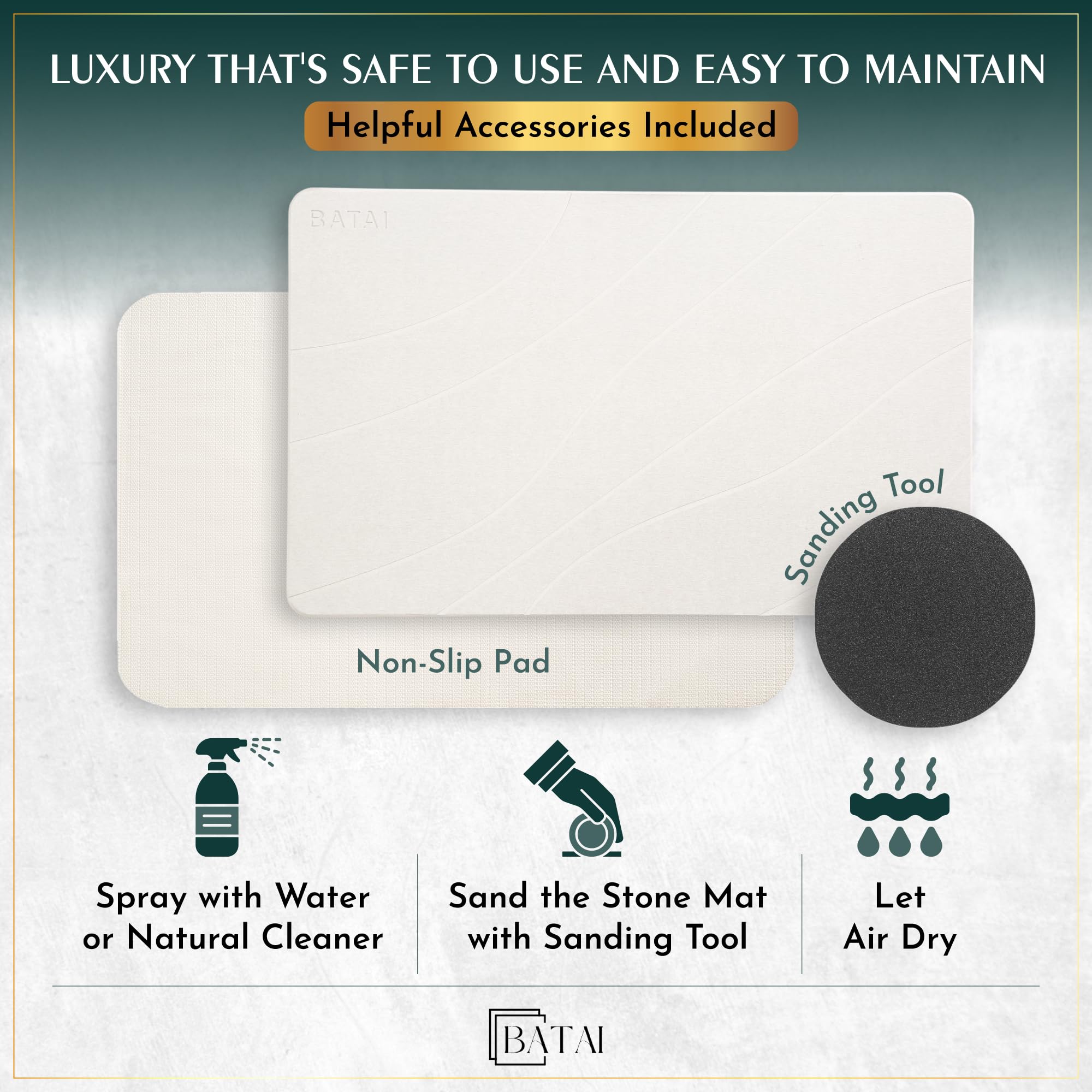 Batai bath mat demonstrating dry, quick-dry performance after stepping onto it