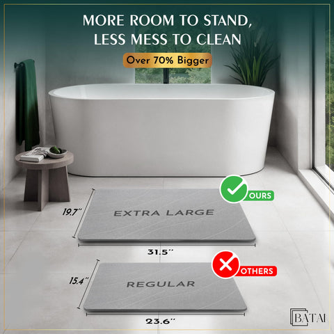 Batai stone bath mat texture close-up highlights the grippy surface.
