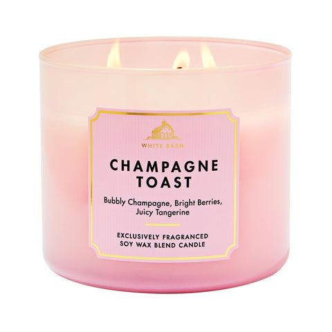 Bath & Body Works Champagne Toast jar front with triple-wick design for a strong aroma