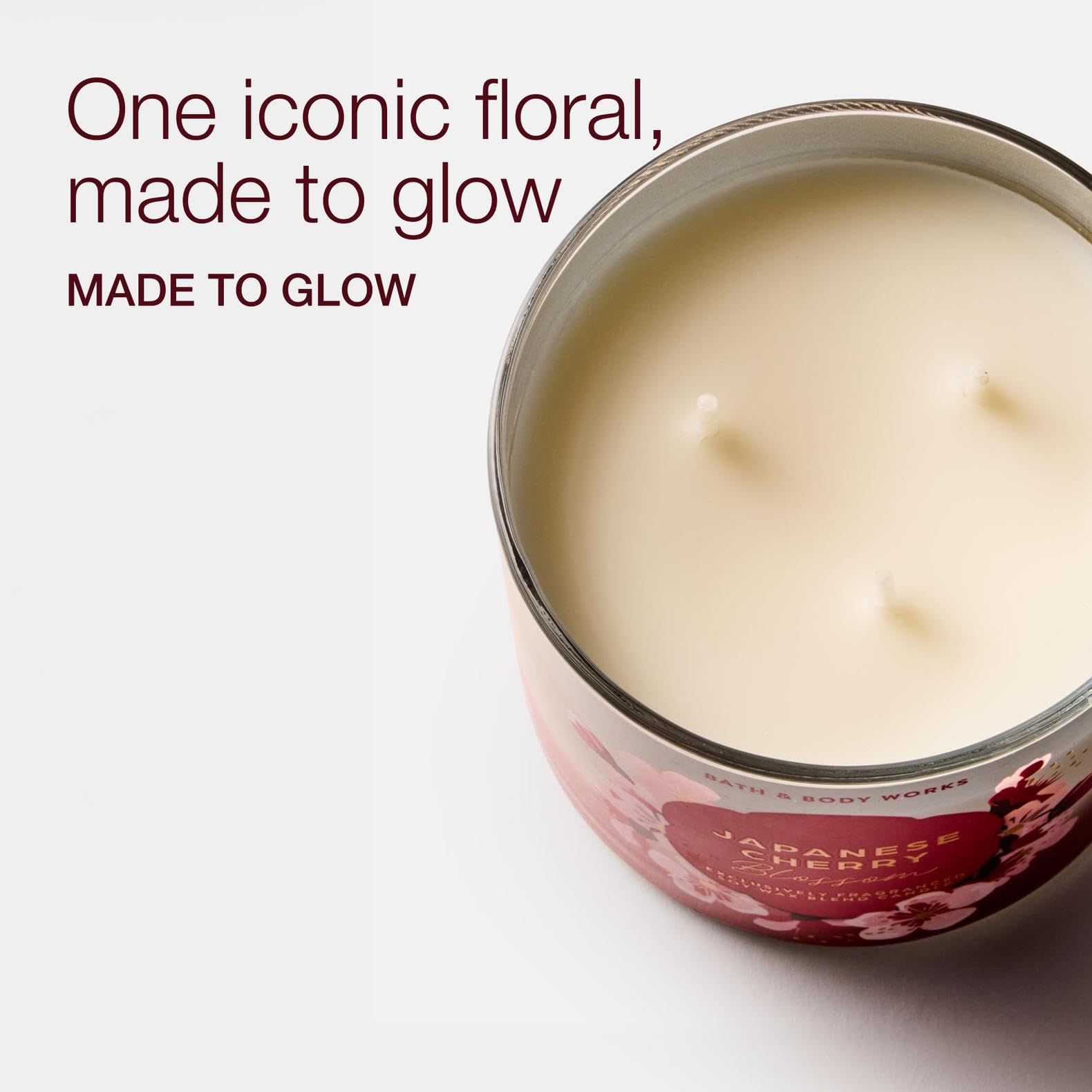 Bath & Body Works Japanese Cherry Blossom 3-Wick Candle decorative lid enhances display and gifting appeal.