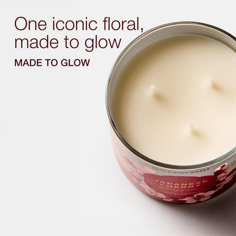 Bath & Body Works Japanese Cherry Blossom 3-Wick Candle decorative lid enhances display and gifting appeal.