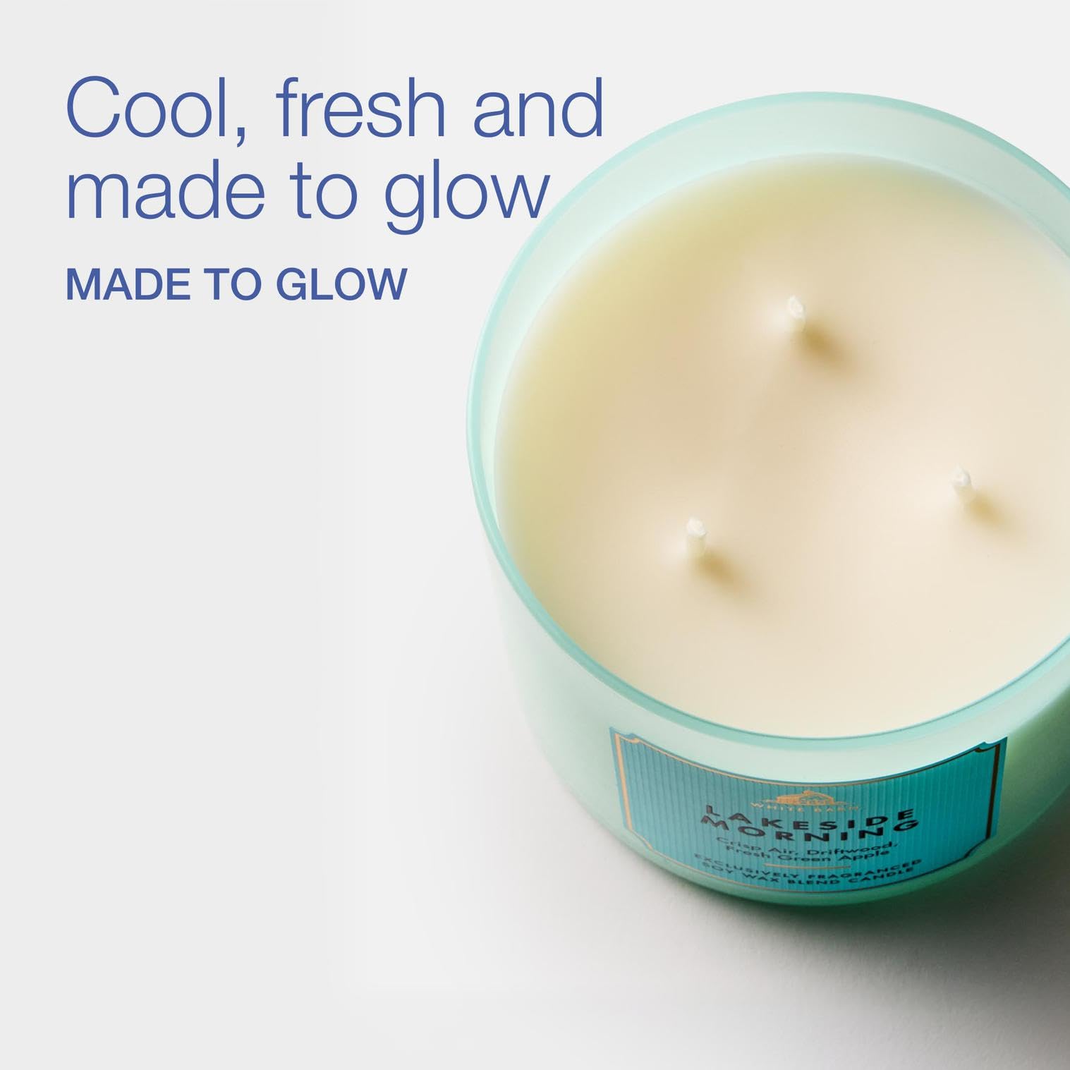 Bath & Body Works Lakeside Morning 3-wick wicks ensure even burn in open spaces.