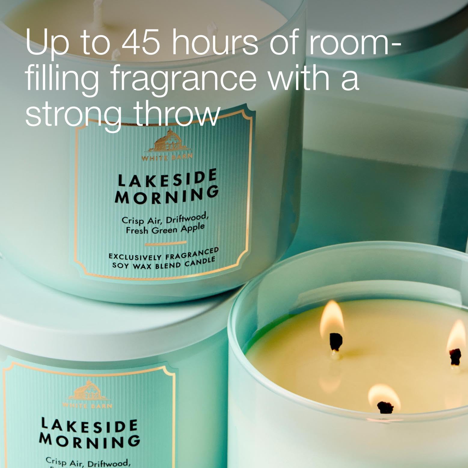 Bath & Body Works Lakeside Morning jar embellishment highlights stylish home decor.