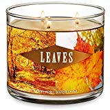 Bath and Body Works Leaves 3-Wick Candle offering a cozy autumn aroma for living spaces.