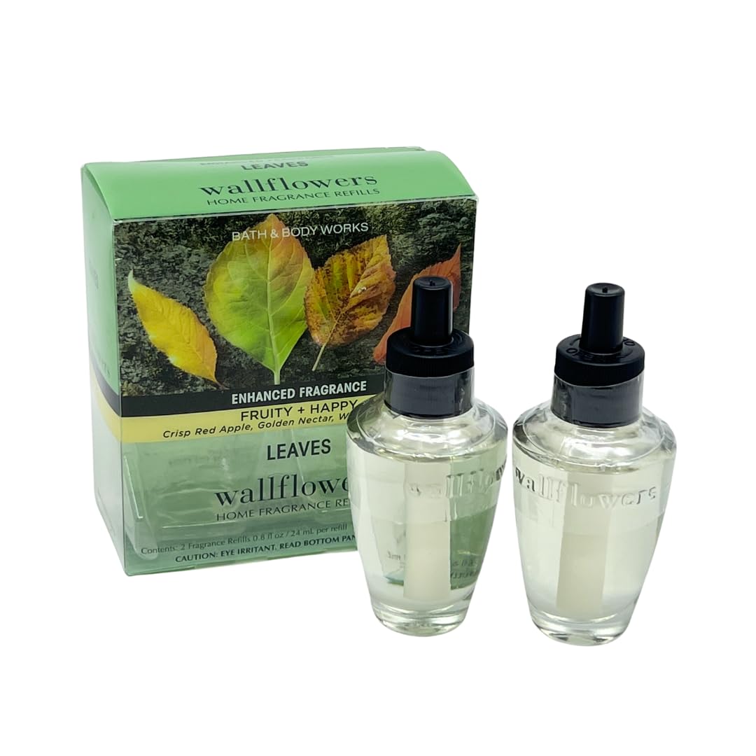 Bath and Body Works Leaves packaging close-up highlighting premium essential oils.