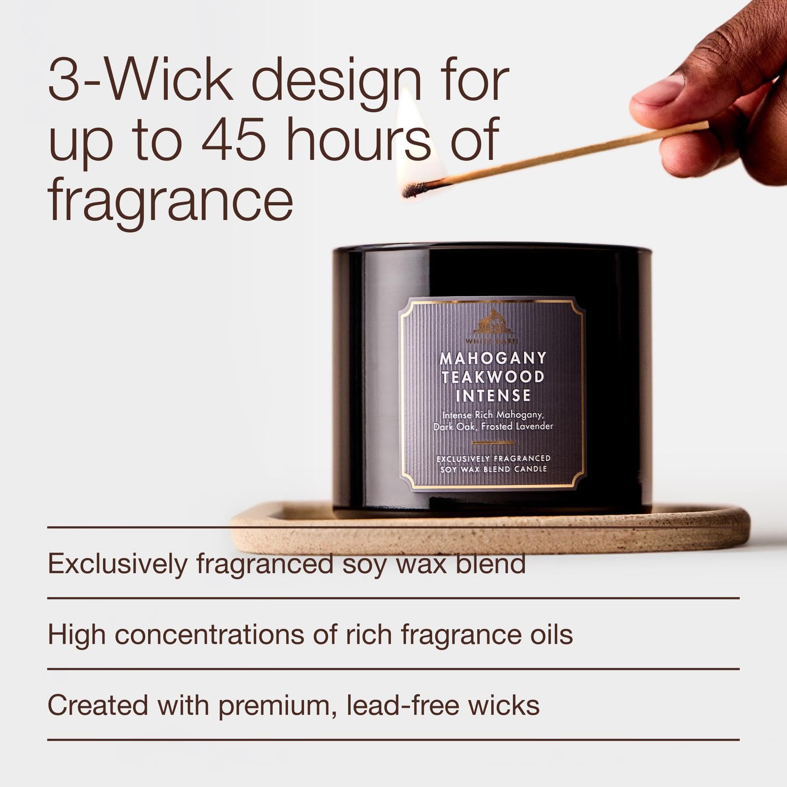 Bath & Body Works Mahogany Teakwood Intense candle with soy-wax blend and smooth jar finish