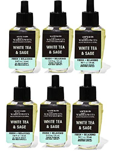 Bath & Body Works Wallflowers White Tea & Sage 6-pack refill for continuous room fragrance