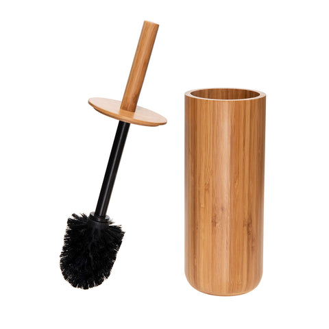 Bath Bliss bamboo holder with lid keeps the brush neatly concealed when not in use.