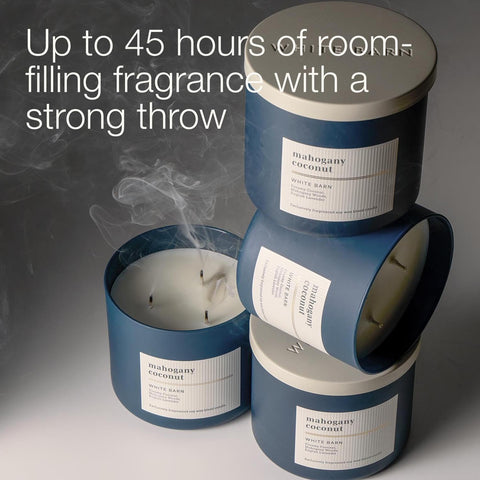 Bath & Body Works Mahogany Coconut candle set for long-lasting room fragrance.