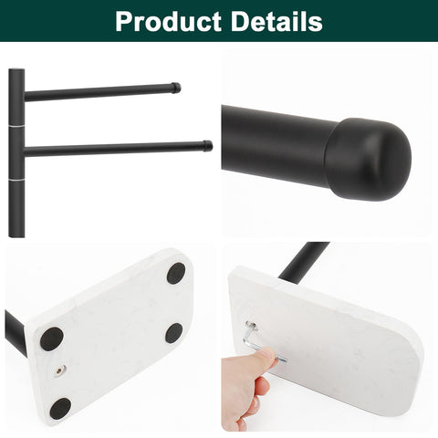 BathAce countertop towel rack with 2 arms for versatile use