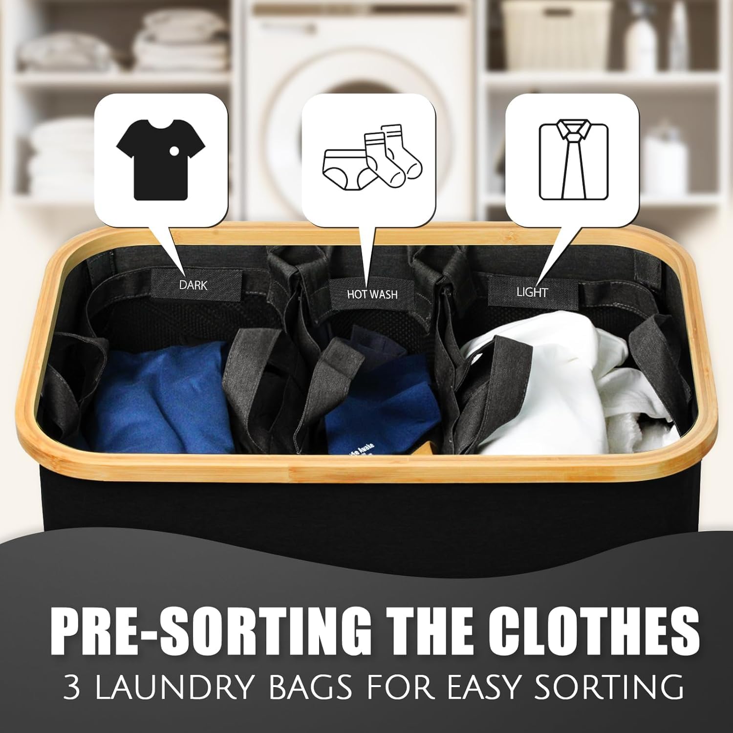 Bathola hampers bamboo-frame-side-handles for smooth, portable laundry transport.