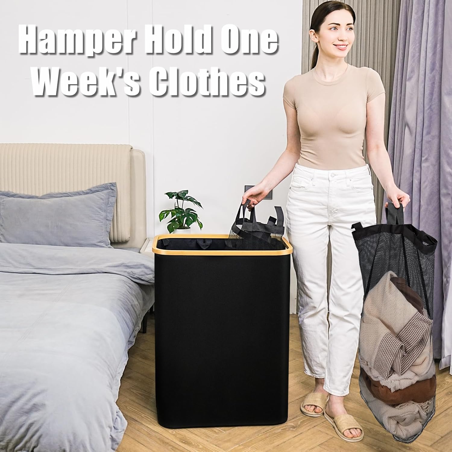 Bathola hampers foldable-flat-storage allows compact packing when not in use.