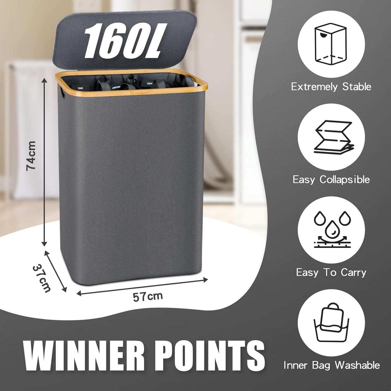 Bathola hampers large-capacity basket ideal for a week’s laundry.