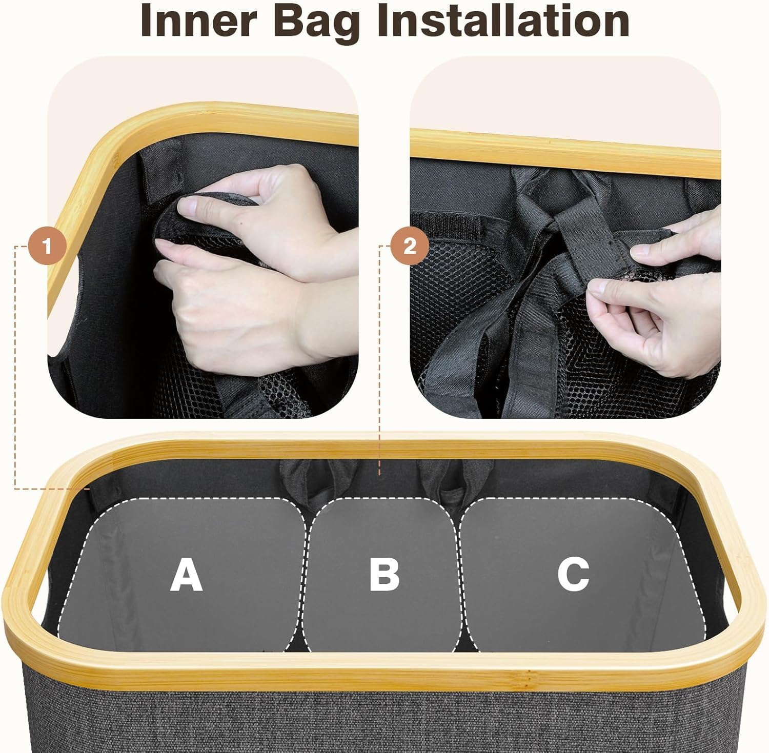 Bathola hampers three-section design organizes colors and fabrics efficiently.