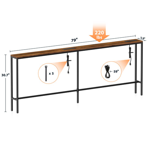 Bathola table behind couch ideal for lamps, remotes, and decorative accents