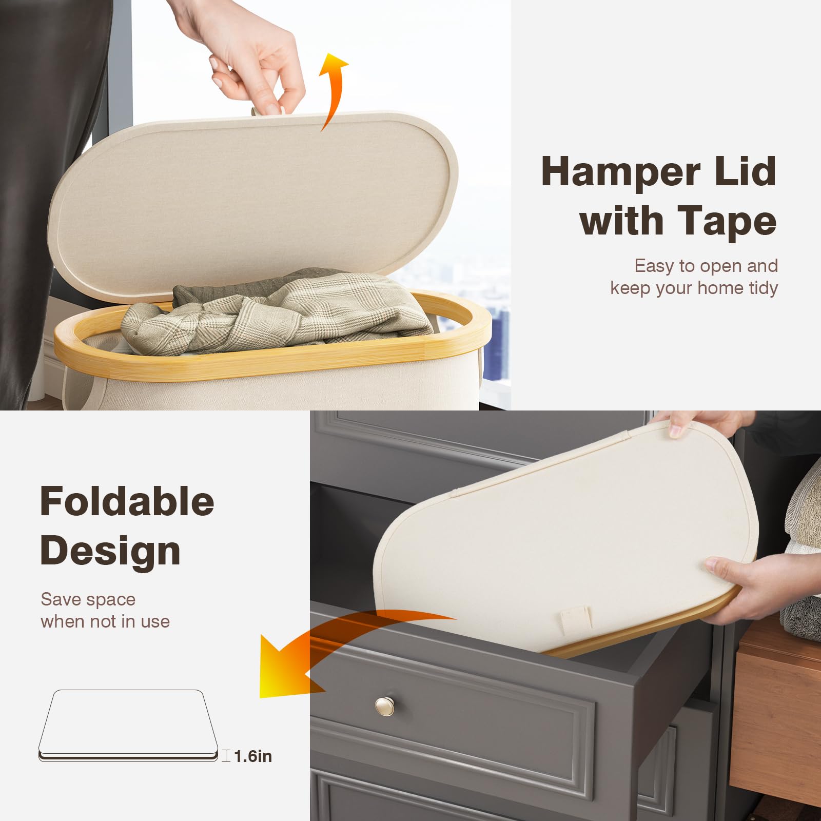 Bathola slim hamper organizes clothes, towels, and toys with neat storage.