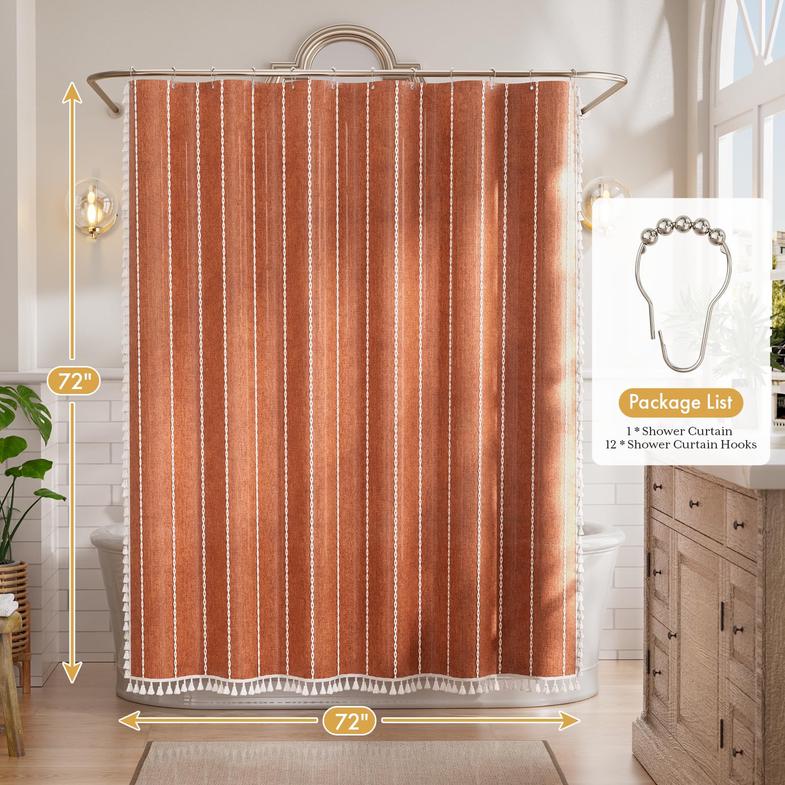Bathway Farmhouse Curtain shows off 3D woven pattern for premium farmhouse look