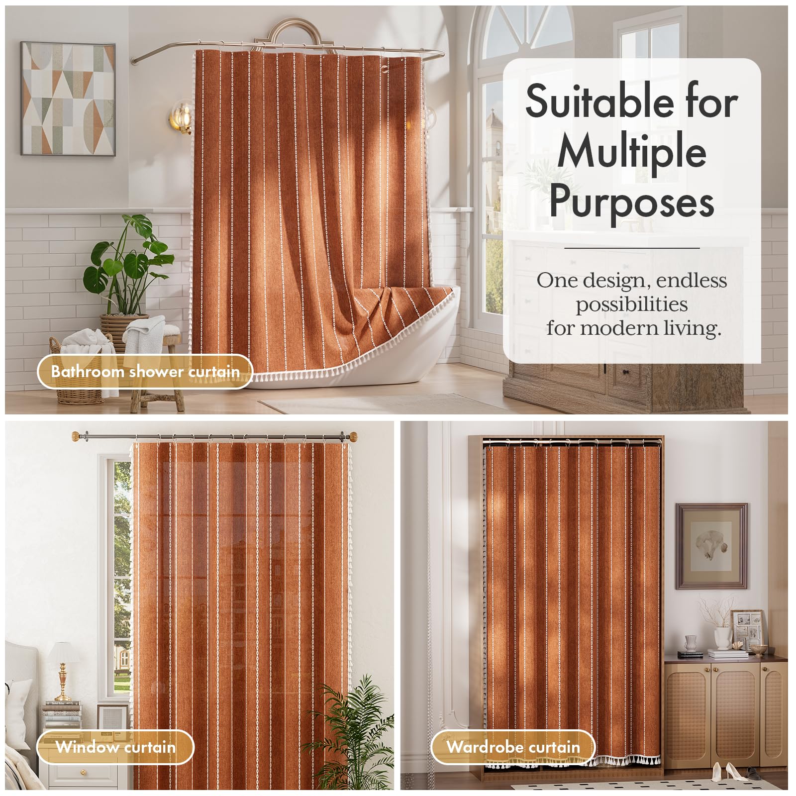 Bathway Curtain doubles as window divider or room divider