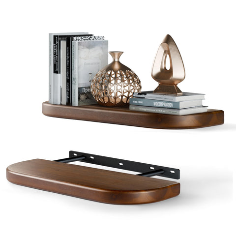 BATODA Acacia floating shelves with rounded edges for safe family décor.
