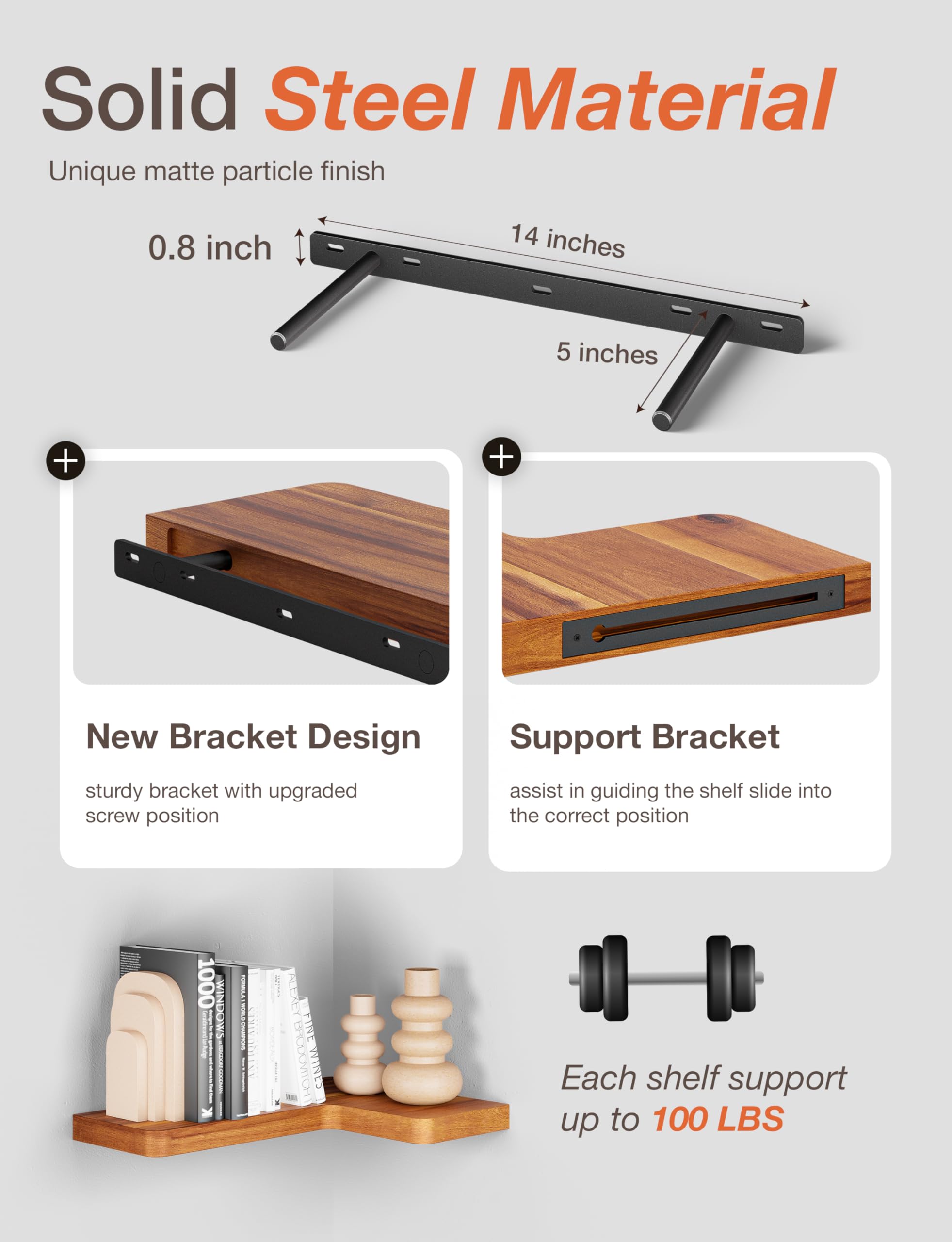 BATODA Acacia Wood Corner Shelf for kitchen storage with easy reach.