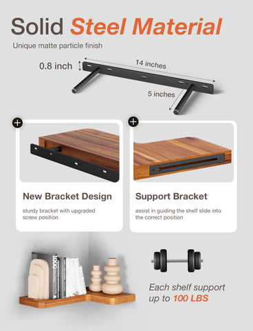 BATODA Acacia Wood Corner Shelf for kitchen storage with easy reach.