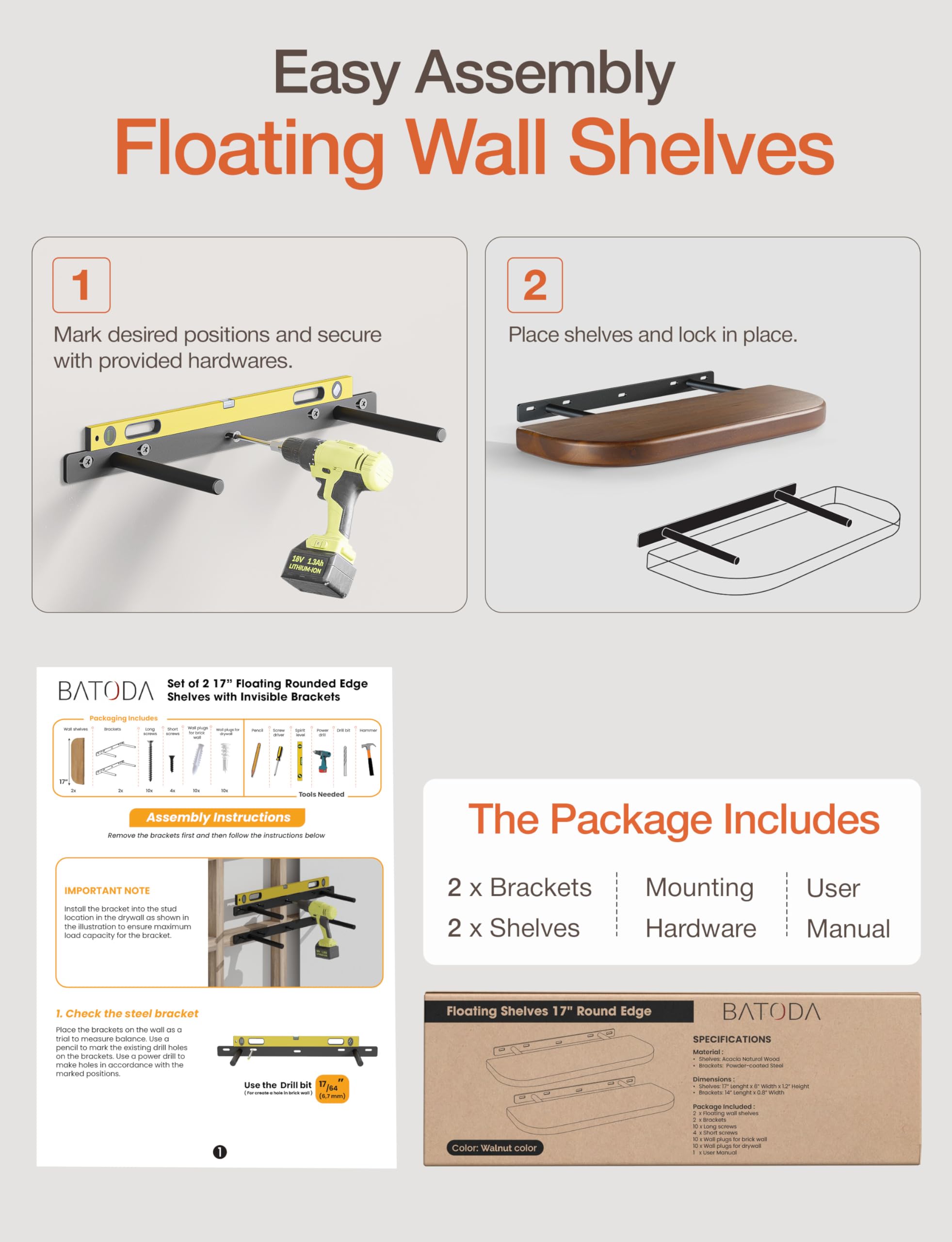 BATODA easy-install system with included hardware for DIY enthusiasts.