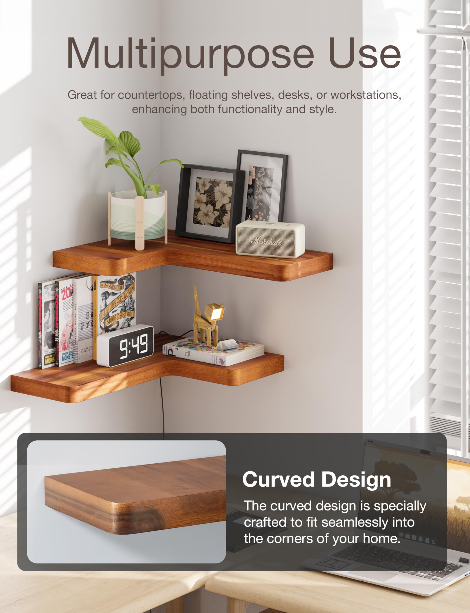 BATODA Floating shelf with invisible bracket emphasizes clean, modern wall display.