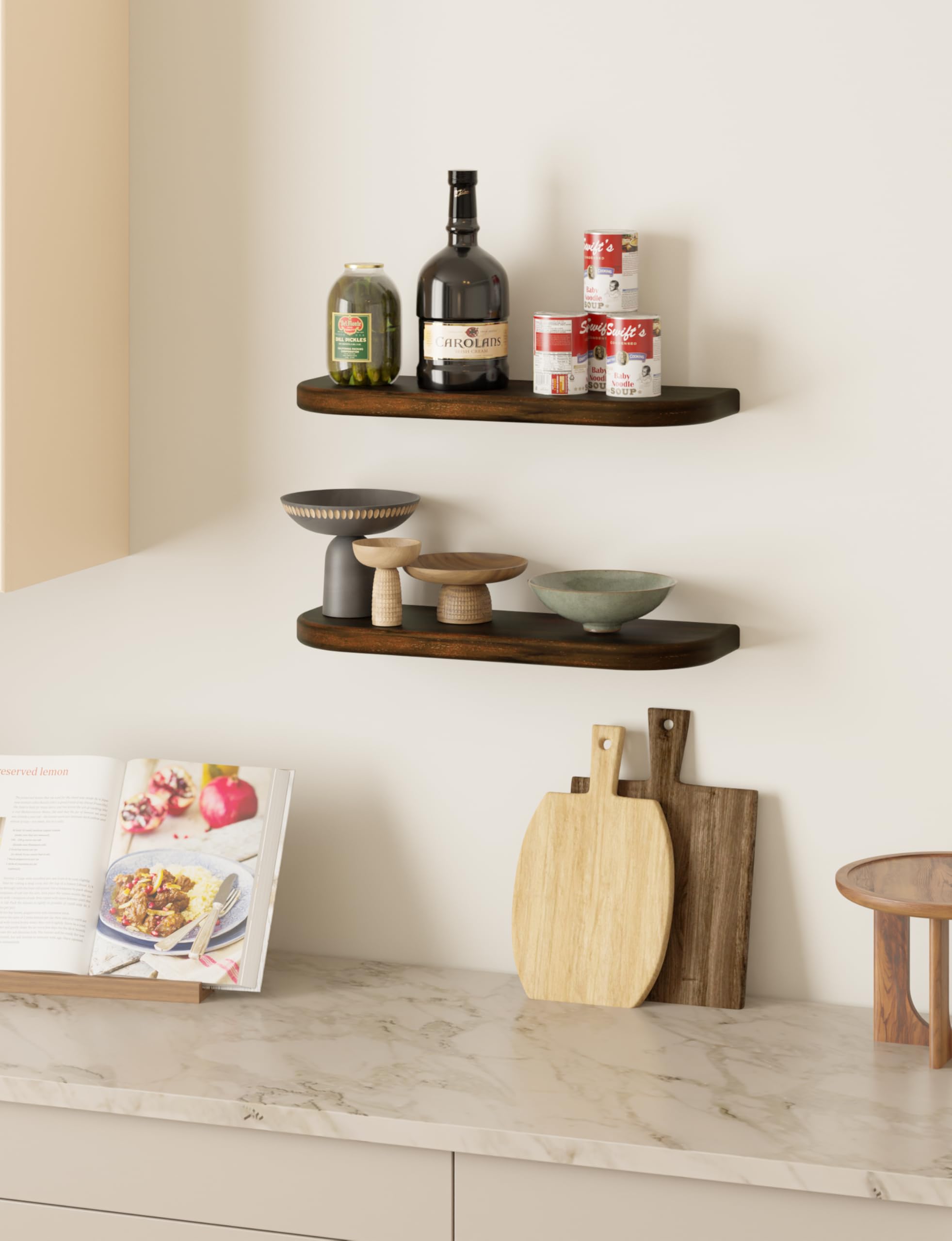 BATODA walnut-toned wood adds warmth and modern farmhouse style.