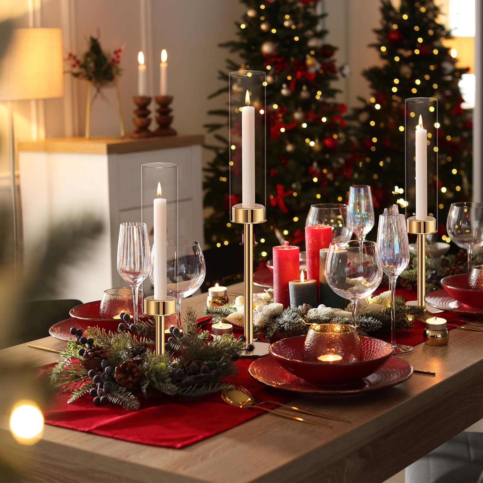 Batoslee gold hurricane candle holder table centerpiece for festive celebrations