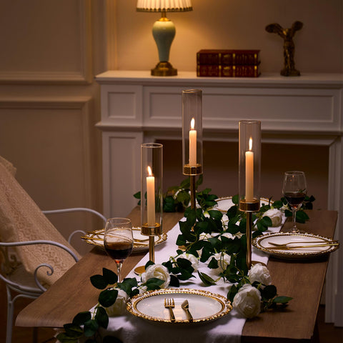 Batoslee gold hurricane candle holder wedding decor with warm glow
