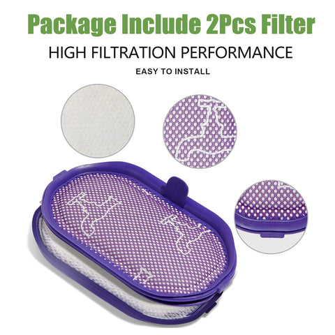 Batryuic two filters pack included with the battery for maintained suction