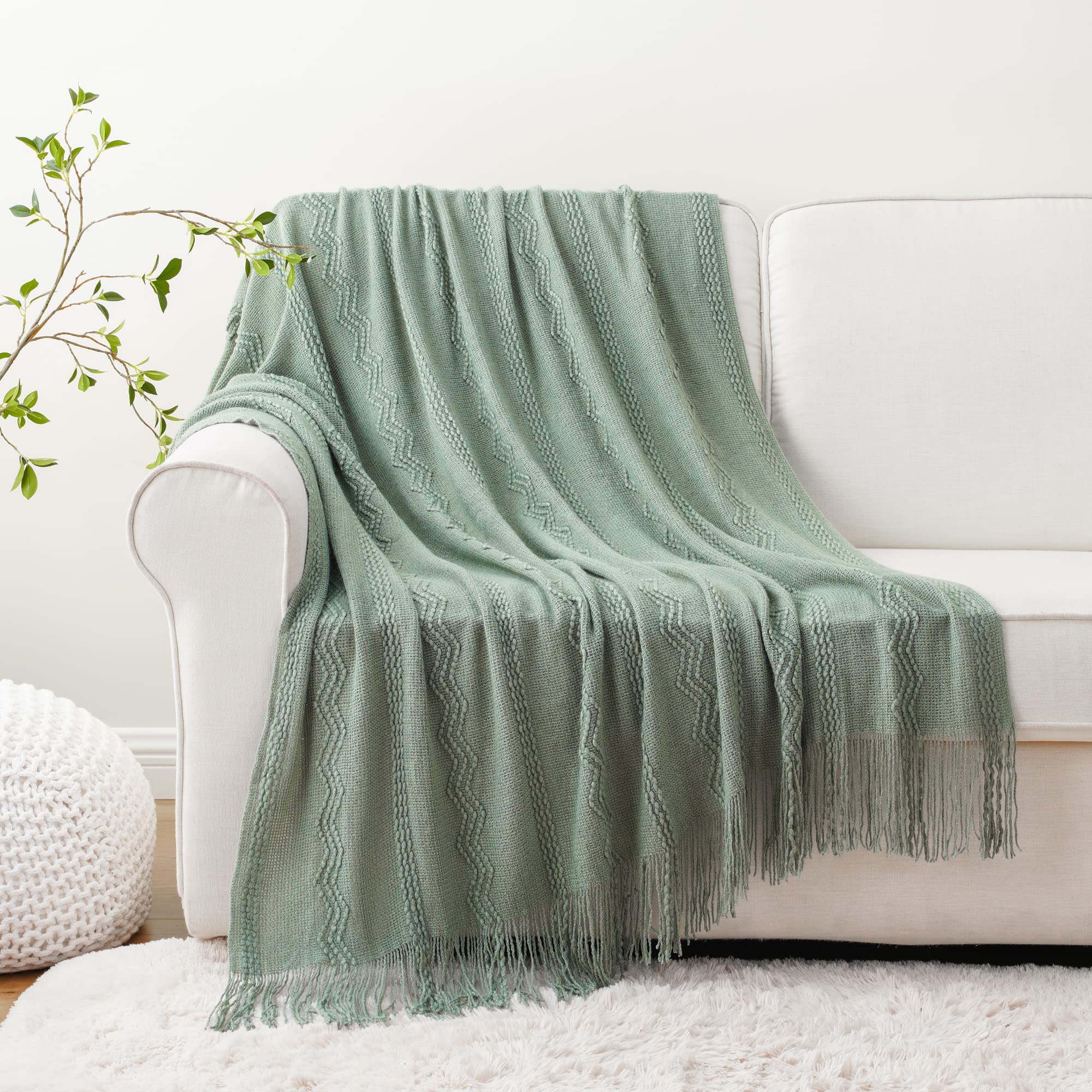 Battilo Home fringe-detail throw showcases versatile border for stylish sofas.