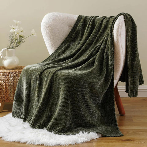 BATTILO HOME chenille throw bed cover for cozy bed-to-sofa transitions