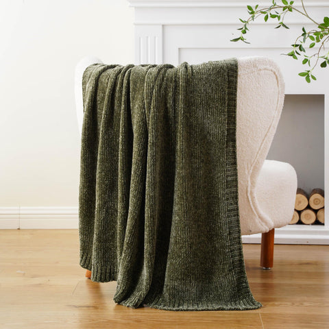 BATTILO HOME olive green throw as a room decor accent