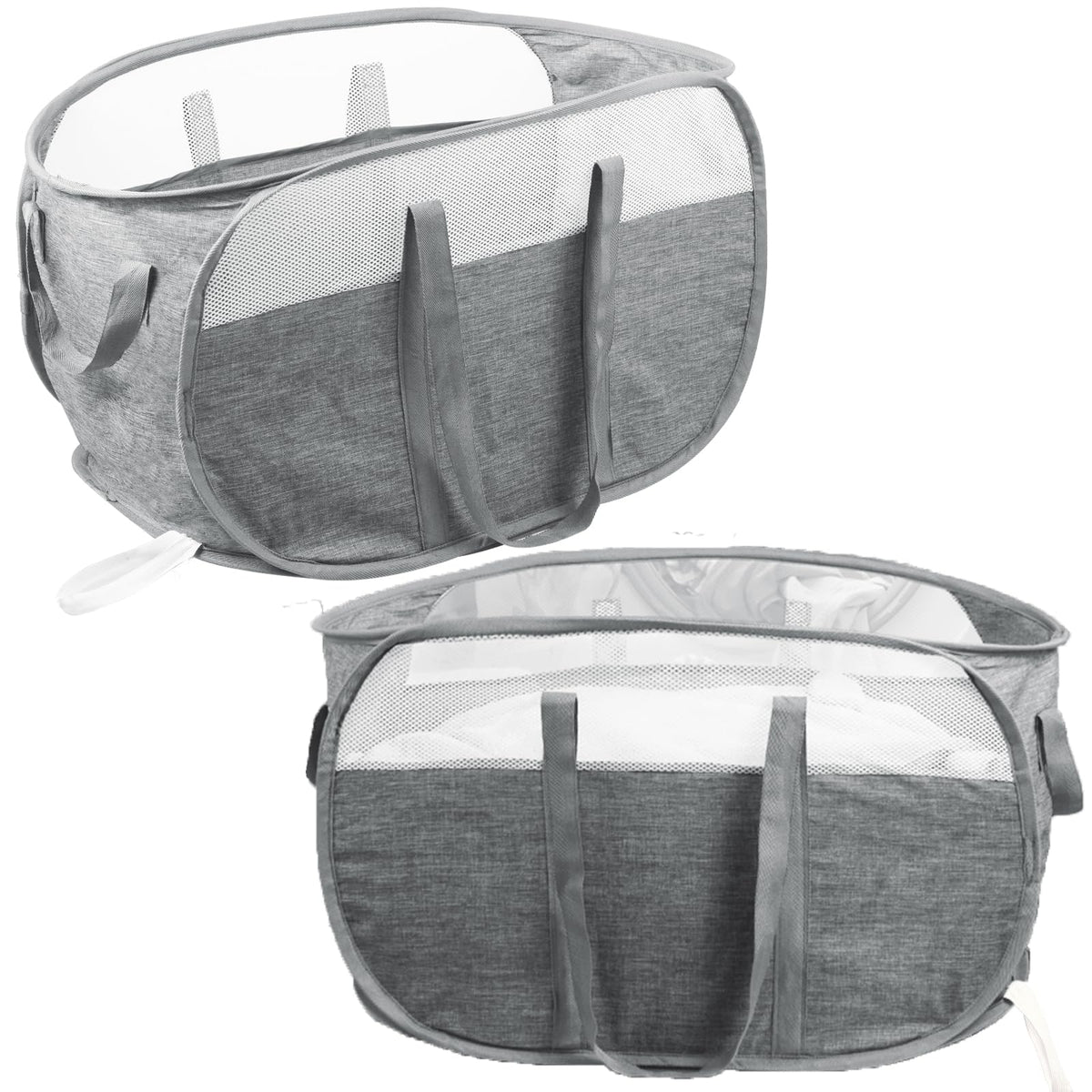 BATTOO collapsible laundry basket gray front view showing spacious opening for sorting